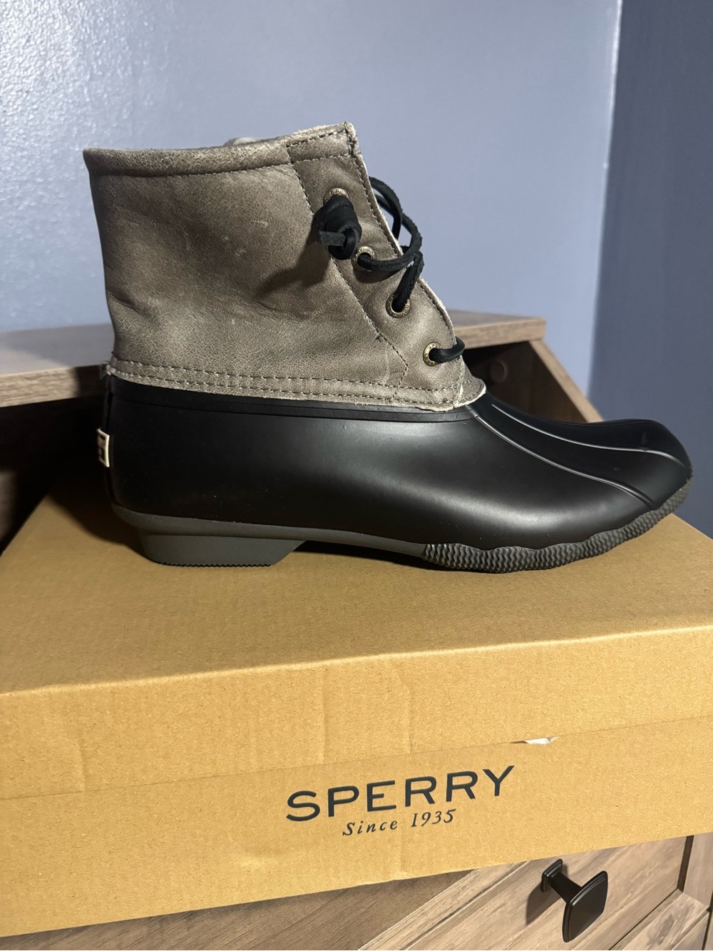 Sperry Men’s Black and Gray Waterproof Duck Boot